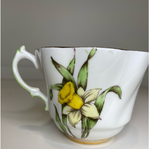 EUC Vtg Salisbury Fine Bone China Teacup and Saucer Tulips Daffodils Antique Cup - Picture 6 of 11